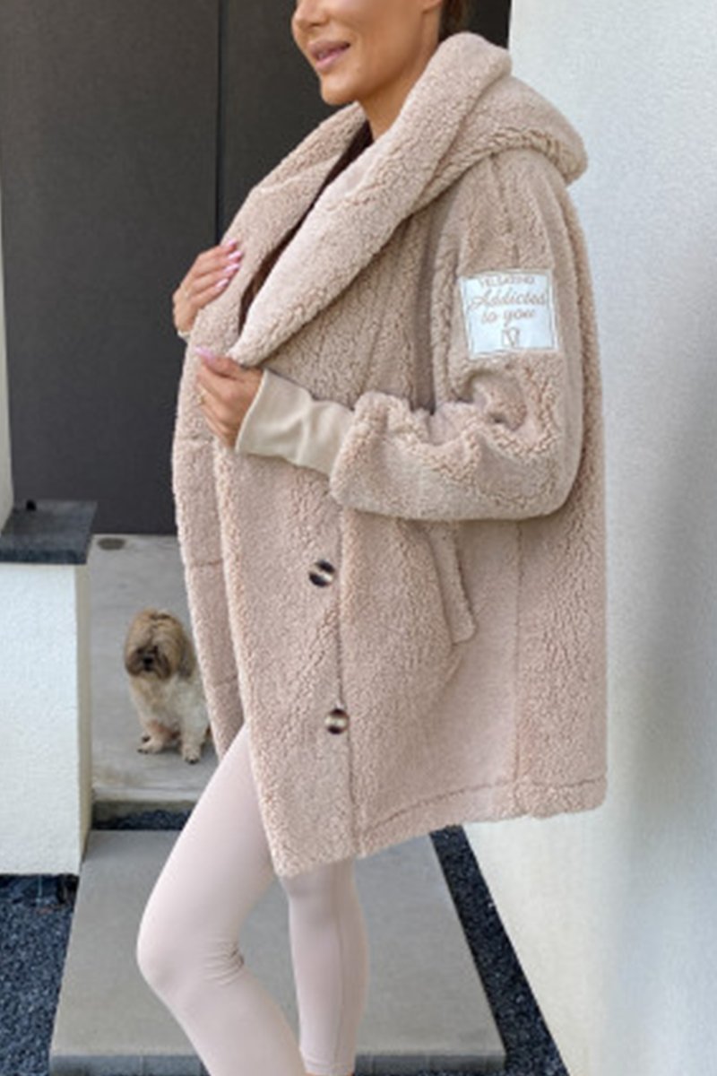 Plüsch-Kapuzenjacke in Apricot - Sophie