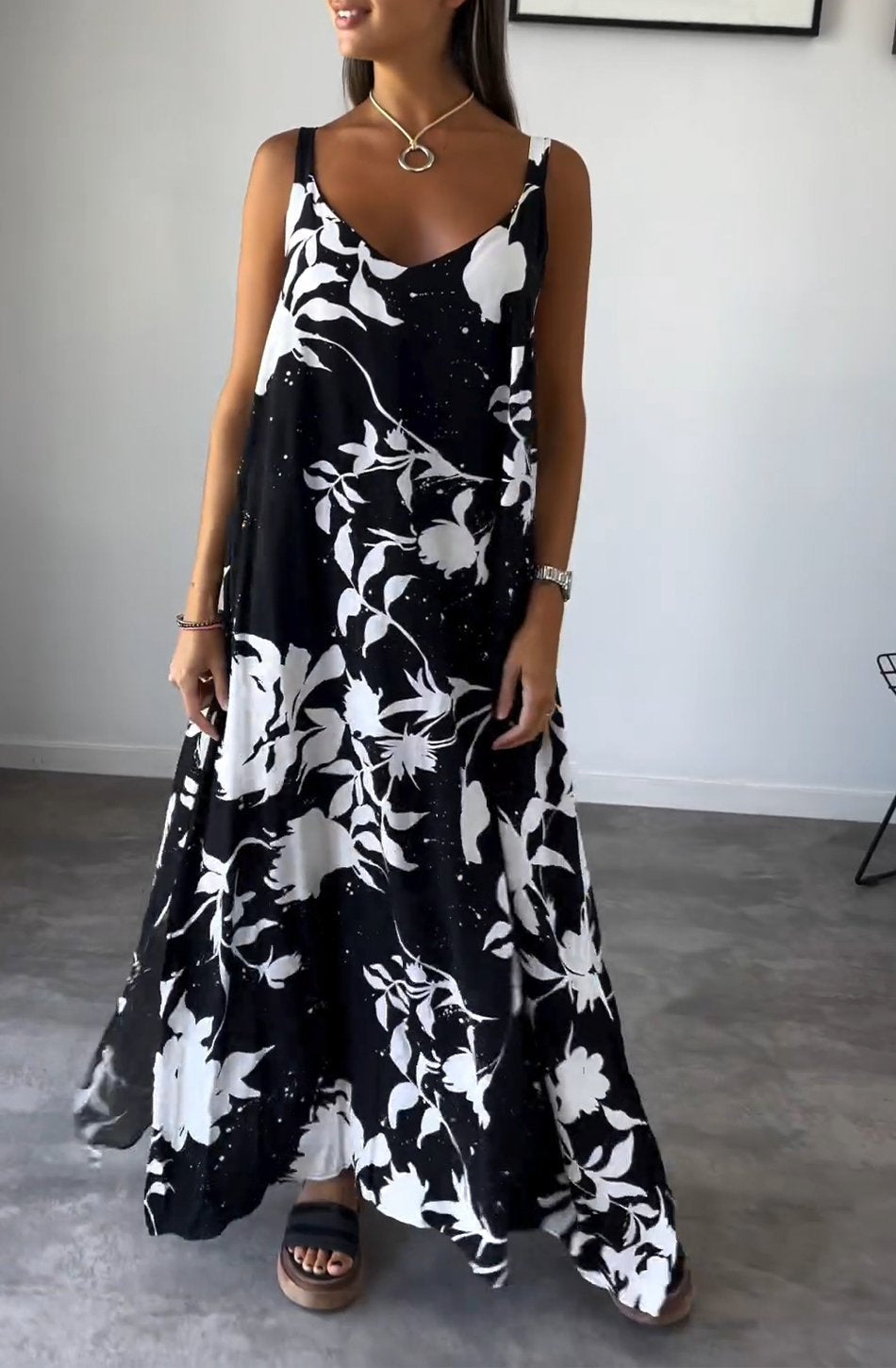 Ava - Weißes Print Slipkleid