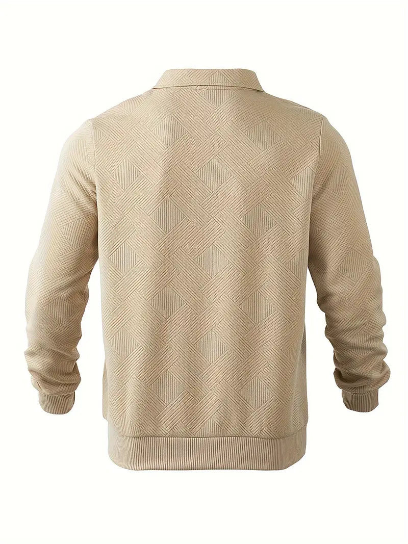 Vintage Herren-Zip-Pullover mit Muster Khaki – Jonas