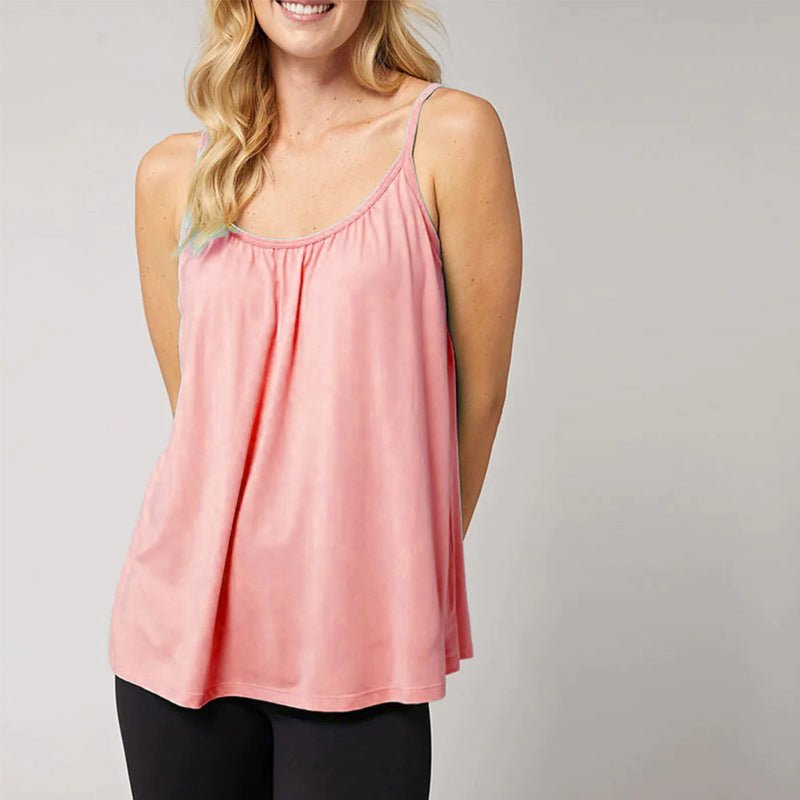 Cherise - Rosa Locker sitzendes Tanktop mit integriertem BH