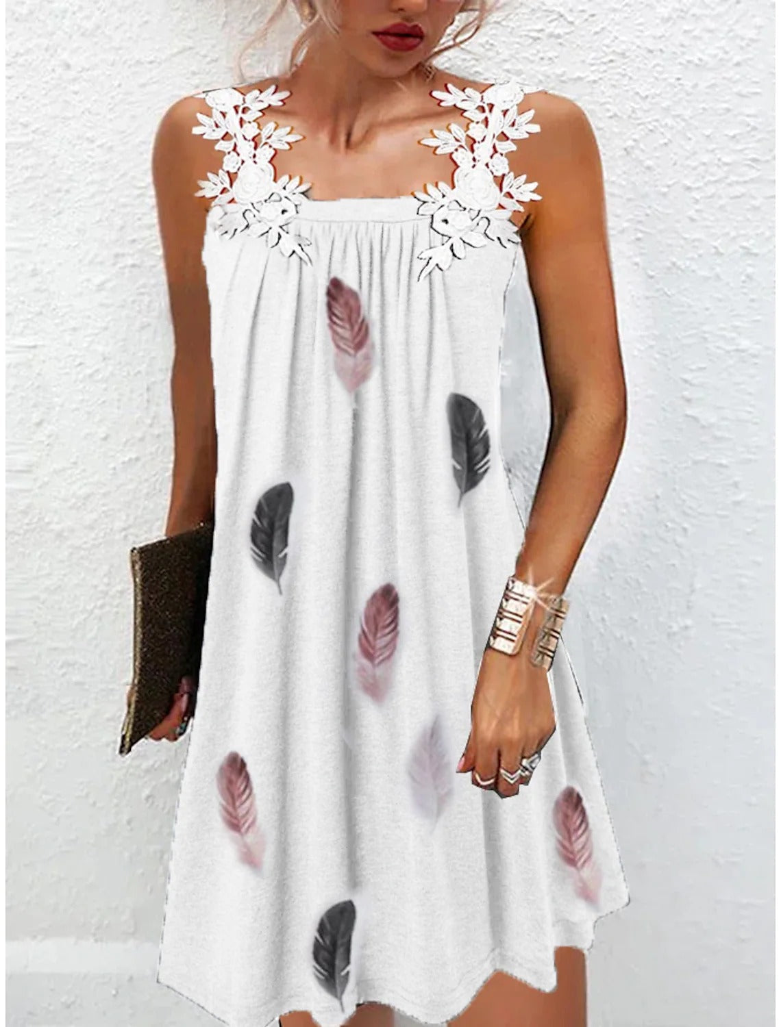 Weißes Ärmelloses Print-Kleid - Nora