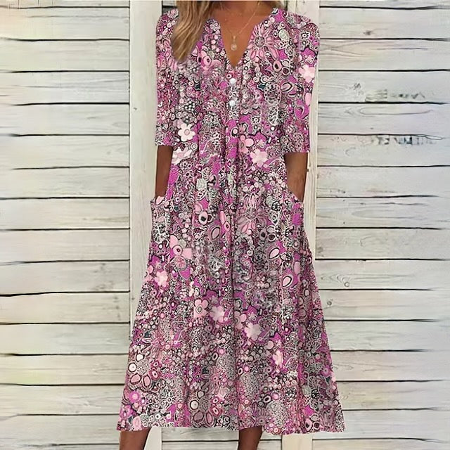 Beige Blumenkleid - Jazmyn