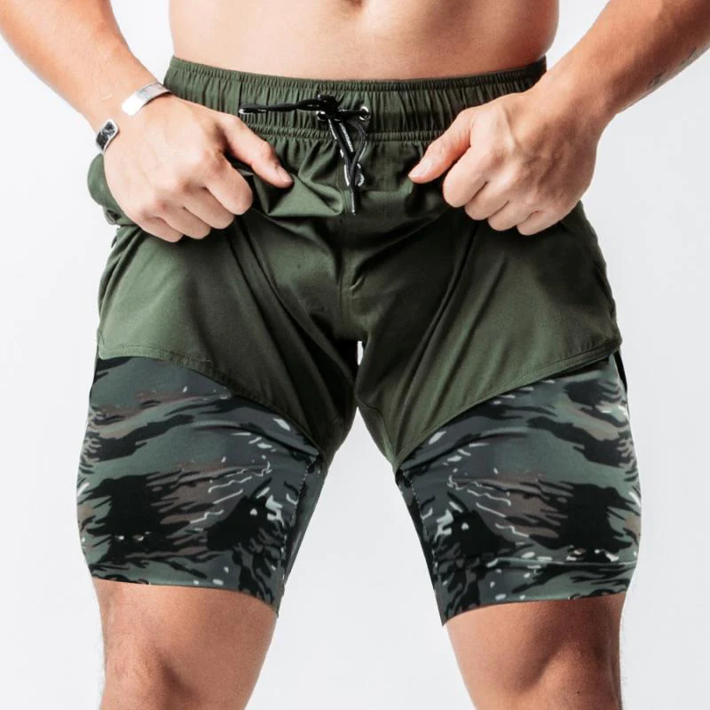 Aram - Graue 2-in-1 Kompressions-Shorts