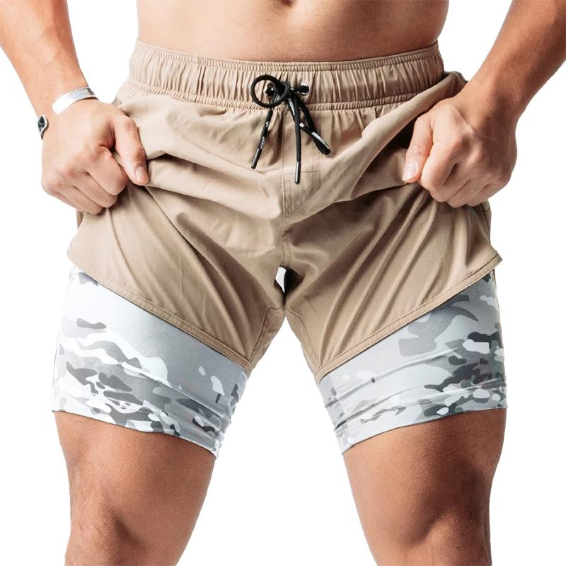 Aram - Graue 2-in-1 Kompressions-Shorts