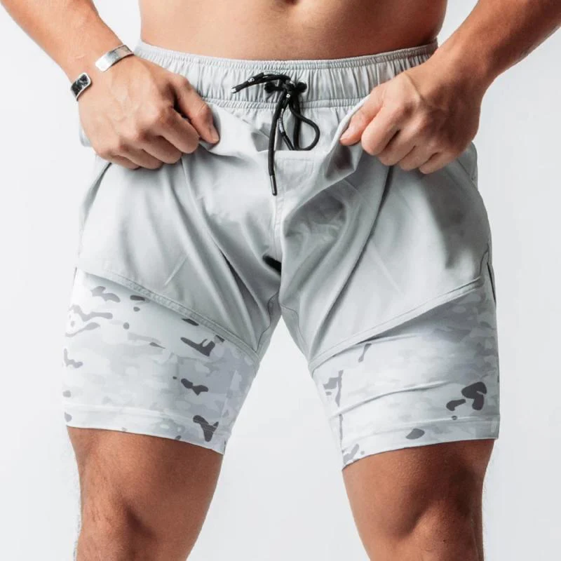 Aram - Graue 2-in-1 Kompressions-Shorts