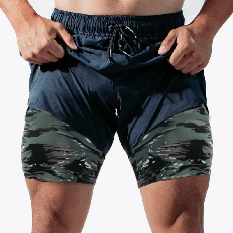 Aram - Graue 2-in-1 Kompressions-Shorts