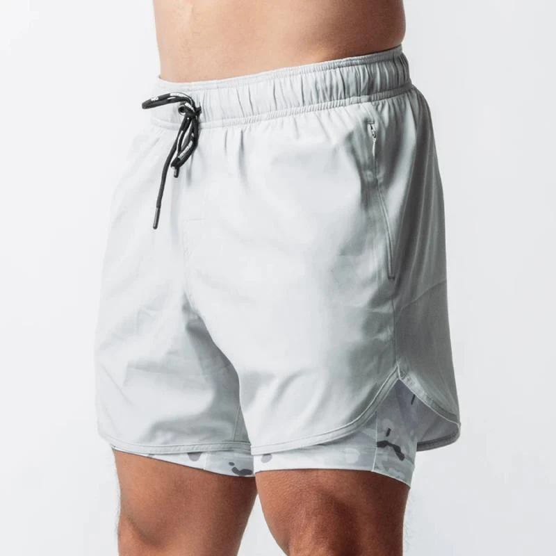 Aram - Graue 2-in-1 Kompressions-Shorts