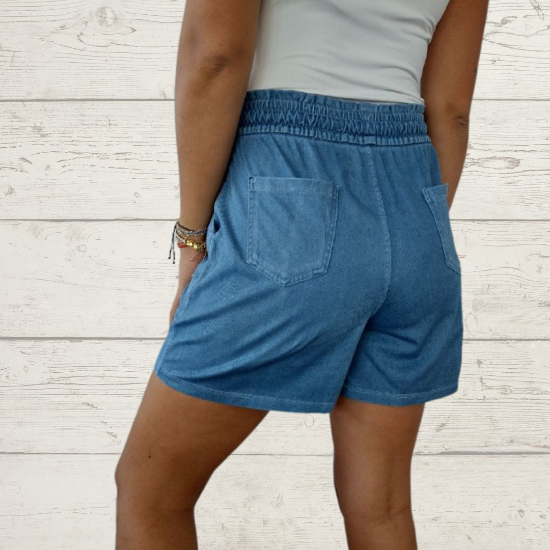 Blaue Kurze Jeans mit Schleife - Lily