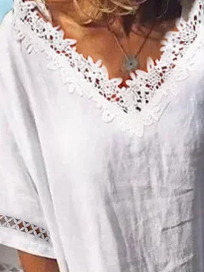 Kathlyn - Weiße Spitzen-Strandkleid