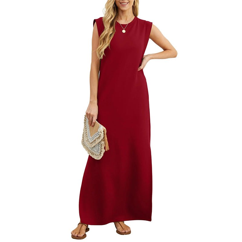 Schwarzes Knitterfreies Kleid mit Schlitz - Laura
