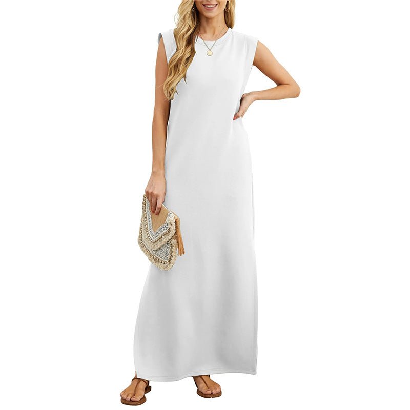 Schwarzes Knitterfreies Kleid mit Schlitz - Laura