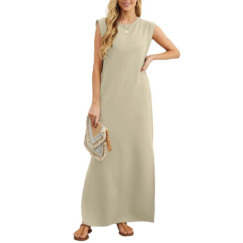 Schwarzes Knitterfreies Kleid mit Schlitz - Laura