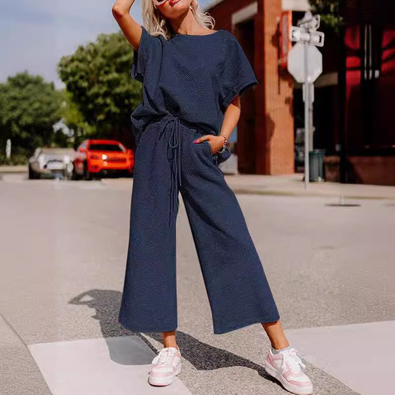 Rosa Sommer-Loungewear-Set für Damen - Lena