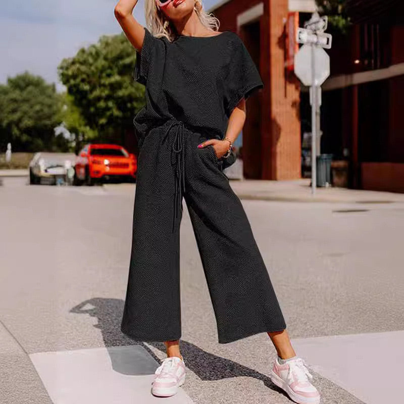 Rosa Sommer-Loungewear-Set für Damen - Lena