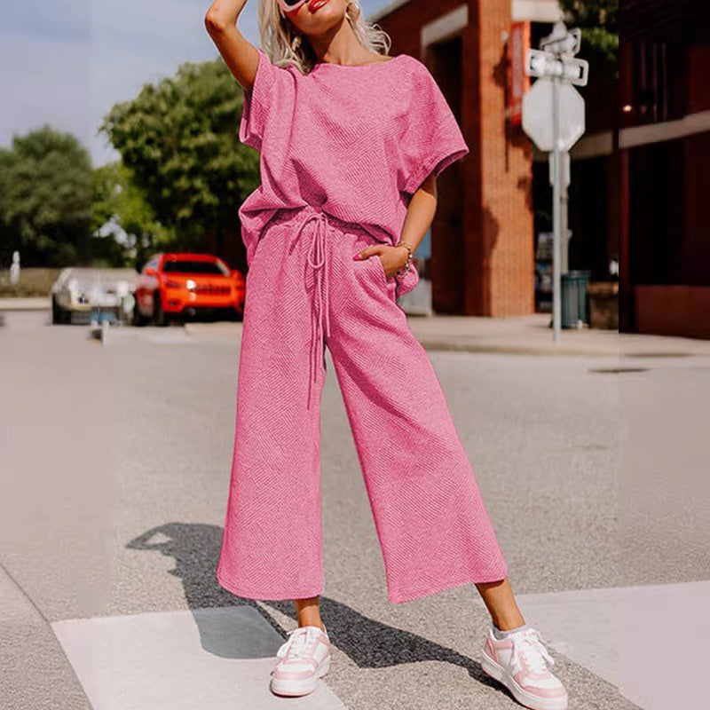 Rosa Sommer-Loungewear-Set für Damen - Lena