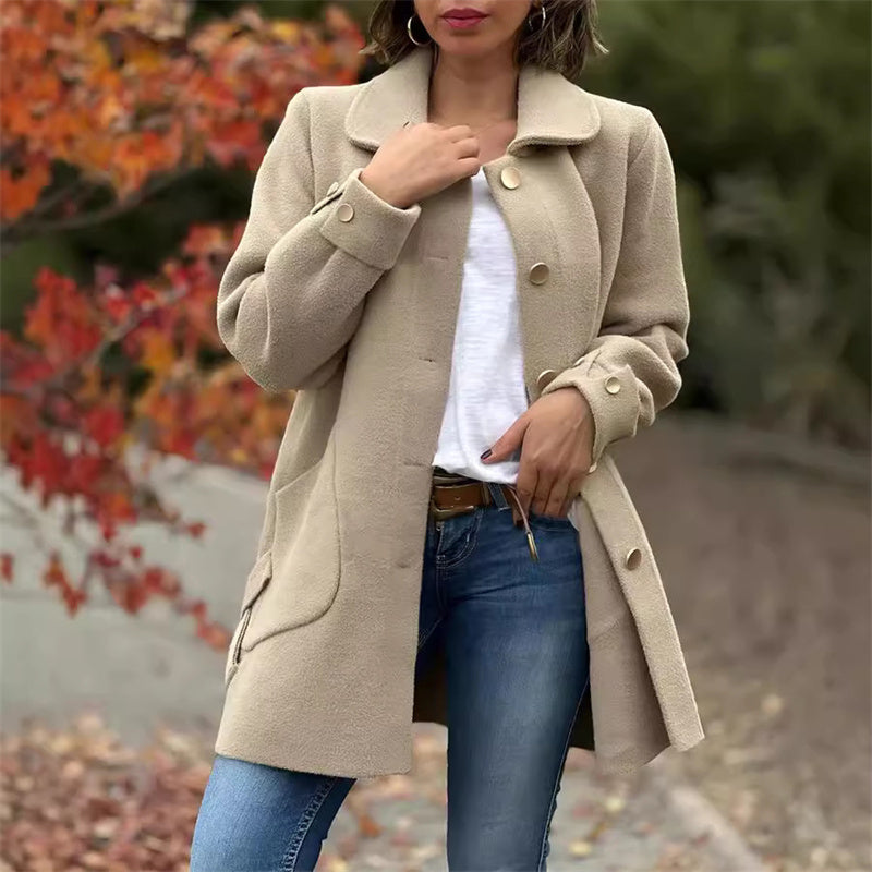 Apricotfarbener Einreihiger Mantel – Sophie