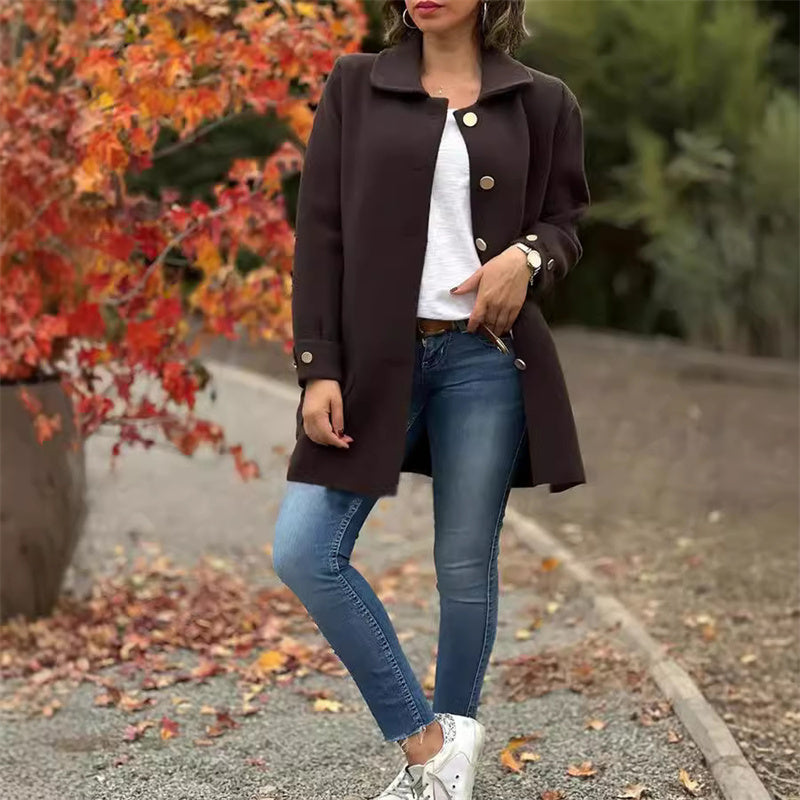 Apricotfarbener Einreihiger Mantel – Sophie