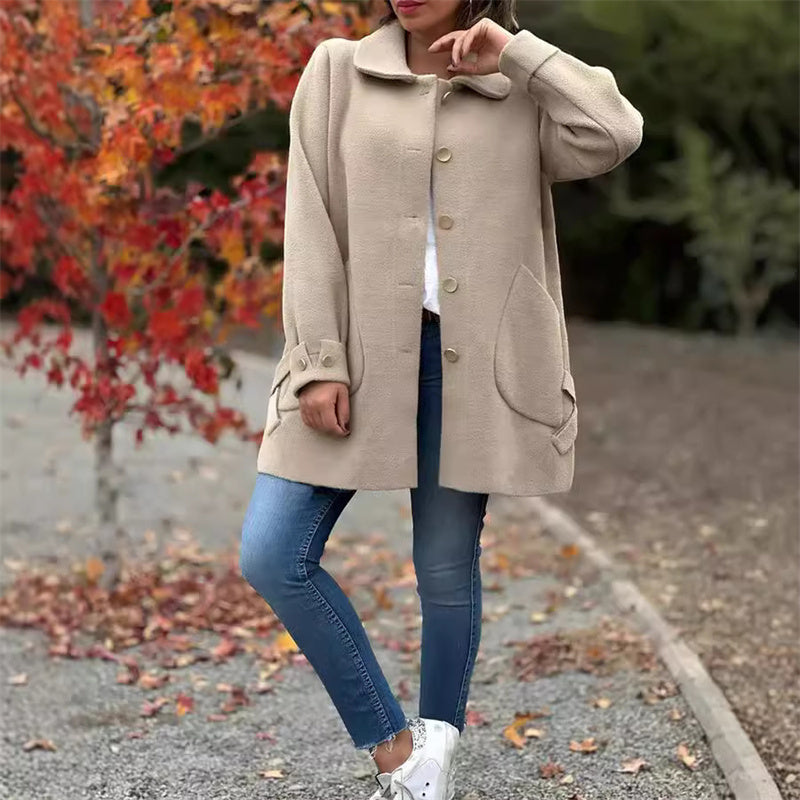 Apricotfarbener Einreihiger Mantel – Sophie