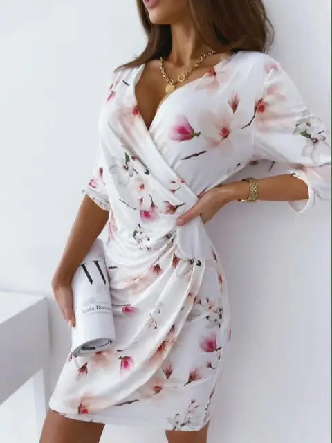 Rotes Kleid mit Blumenprint - Marisa
