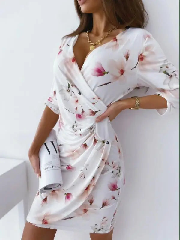 Rotes Kleid mit Blumenprint - Marisa