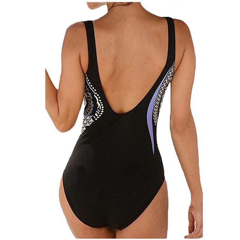 Marina | Retro Blauer Push-Up Badeanzug in Übergröße