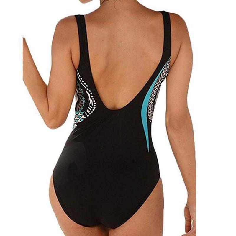 Marina | Retro Blauer Push-Up Badeanzug in Übergröße