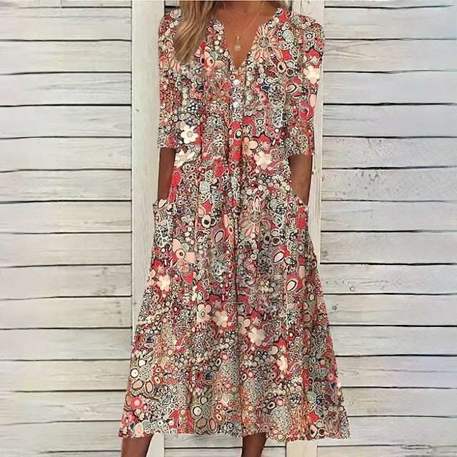Beige Blumenkleid - Jazmyn