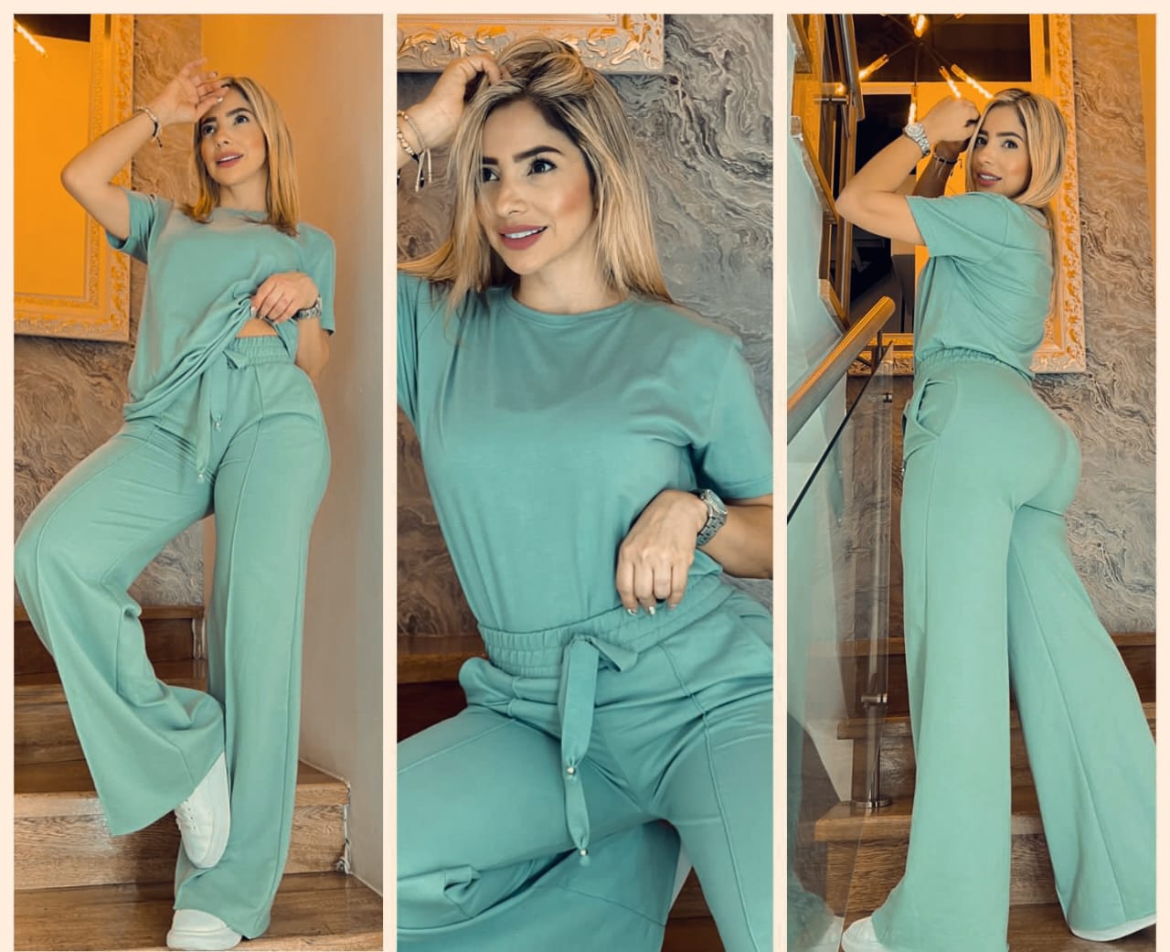 Schwarzes T-Shirt und Hosen Set - Lara