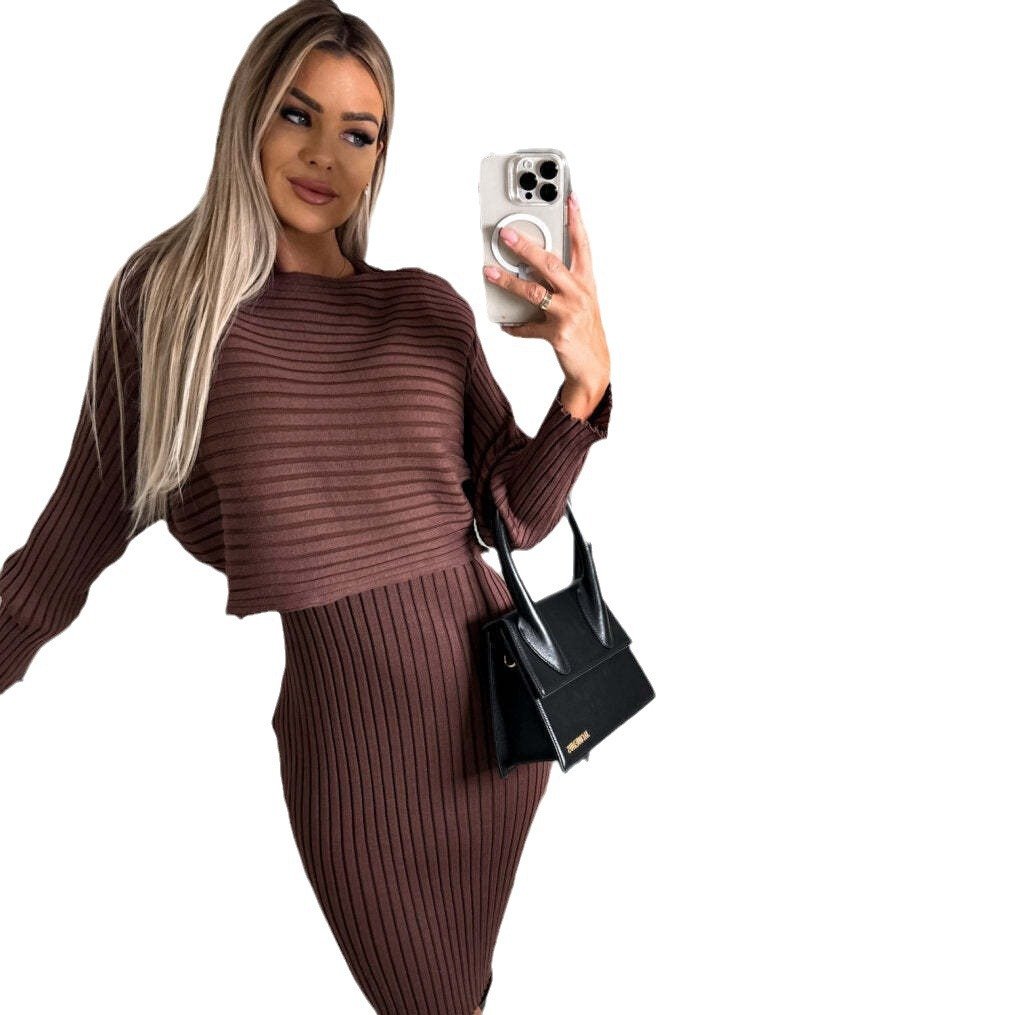 Chicer Gestrickter Pullover & Cami Kleid Set
