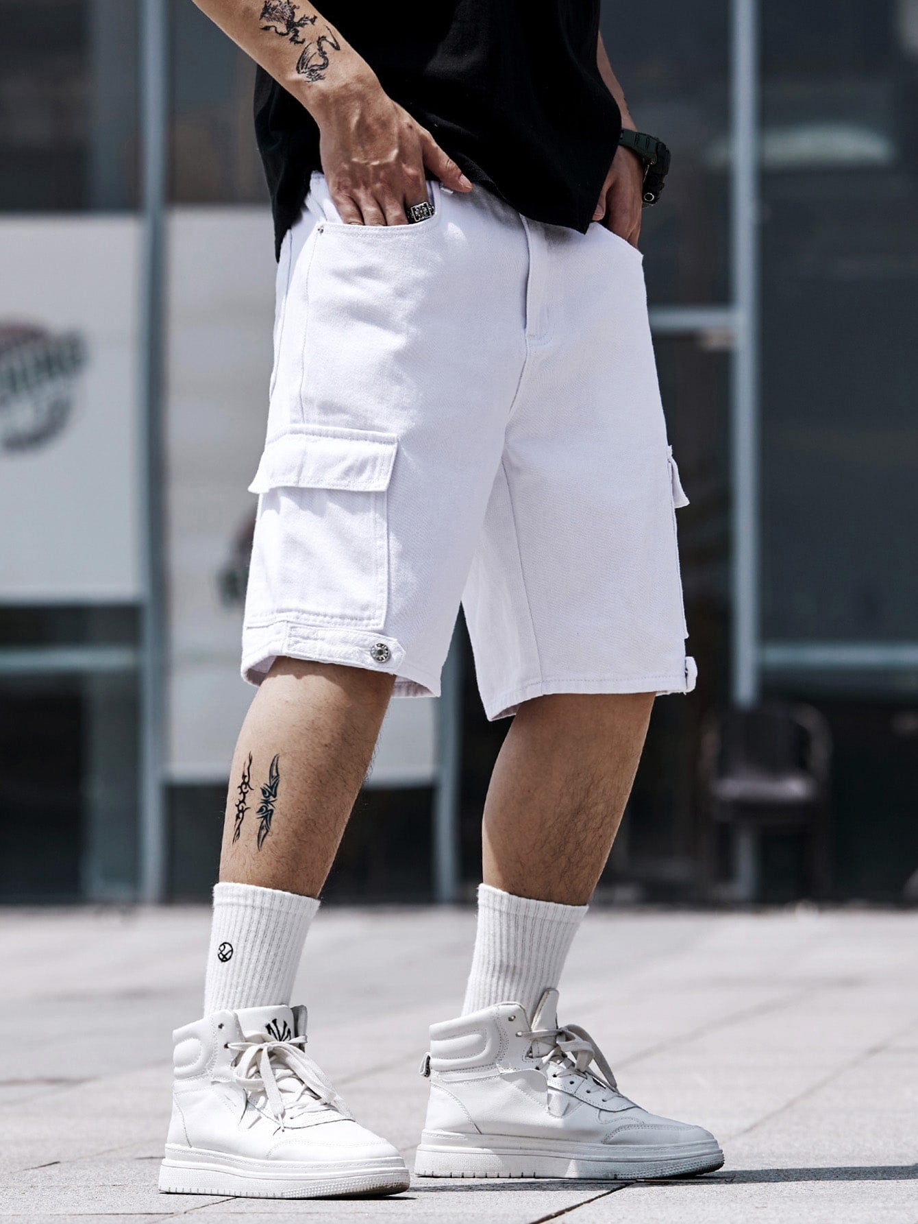 Stilvolle Weiße Denim-Shorts - Perfekte Passform mit Taschen