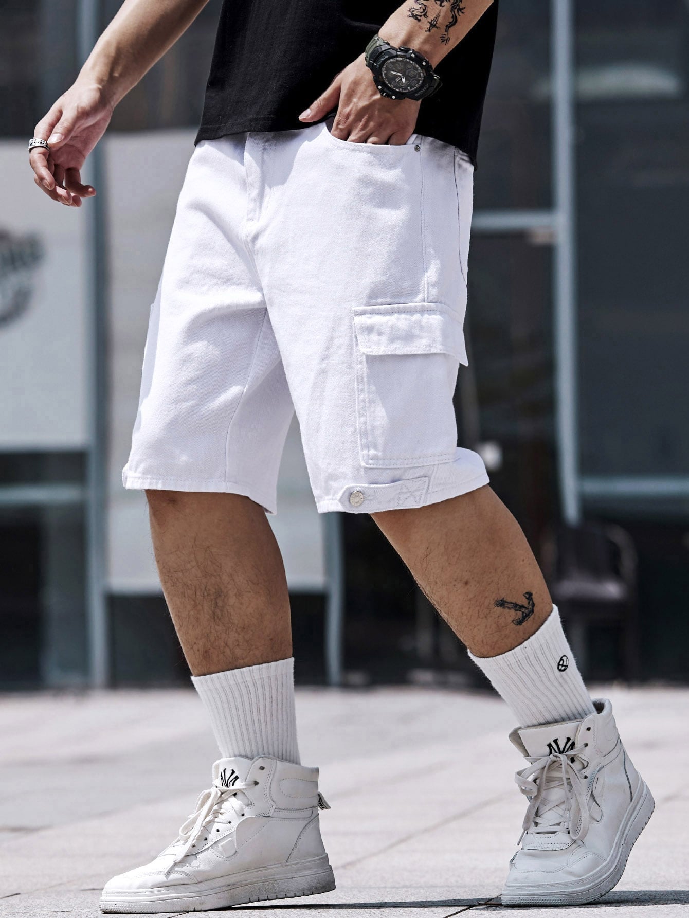 Stilvolle Weiße Denim-Shorts - Perfekte Passform mit Taschen