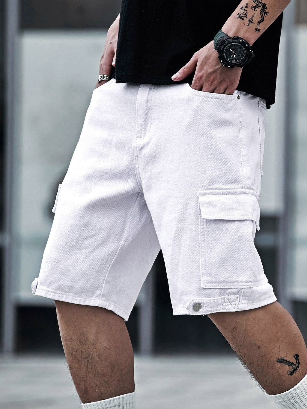 Stilvolle Weiße Denim-Shorts - Perfekte Passform mit Taschen