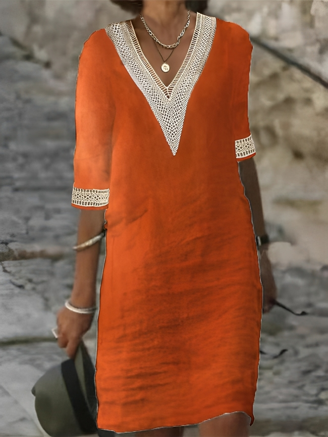 Schickes Damen Baumwoll-Leinen Kleid | Lässig & Atmungsaktiv