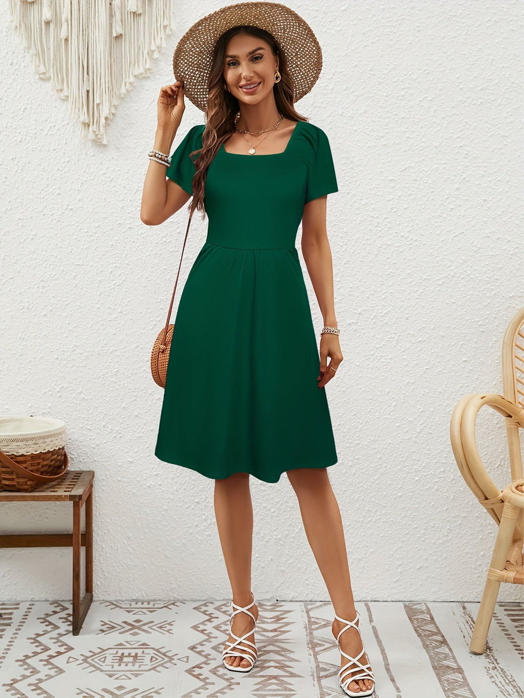 Chices Grünes Kleid mit Taschen - Perfekt für Frühling & Sommer!