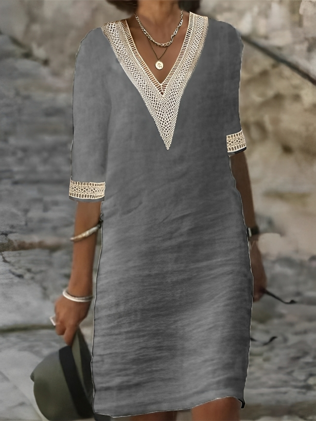 Schickes Damen Baumwoll-Leinen Kleid | Lässig & Atmungsaktiv