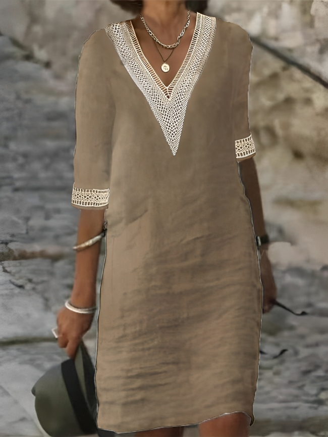 Schickes Damen Baumwoll-Leinen Kleid | Lässig & Atmungsaktiv