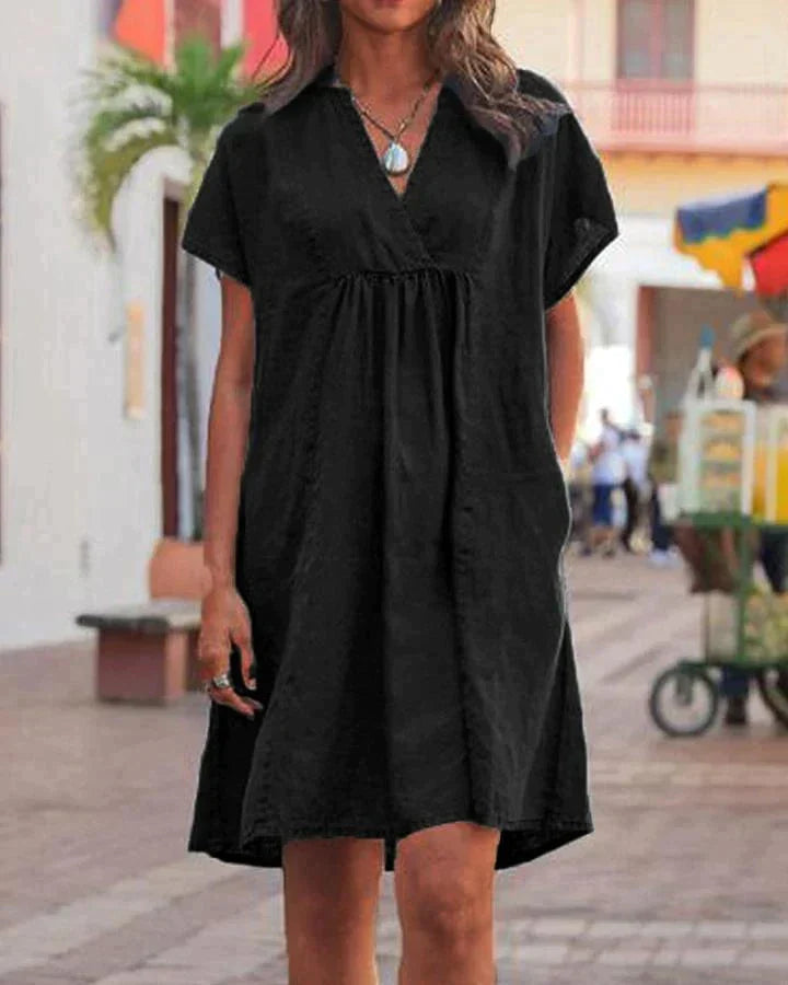 Schicke V-Ausschnitt Kleid für jeden Tag