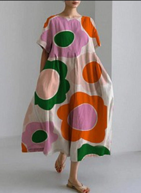 Luxe Lockerfallenende Rundhals-Kleid