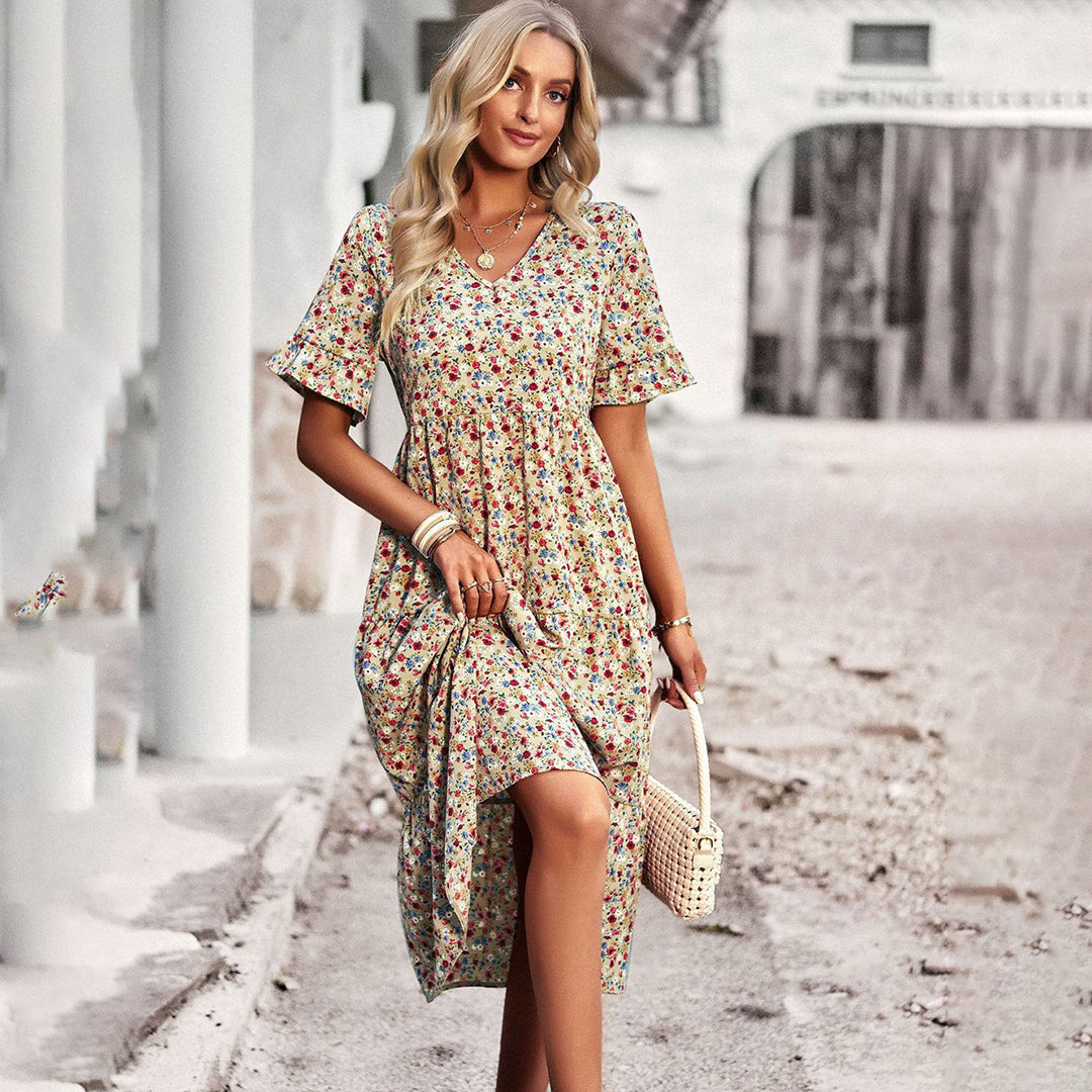 Charmantes Blumen Midi-Kleid - Stil & Komfort Vereint!