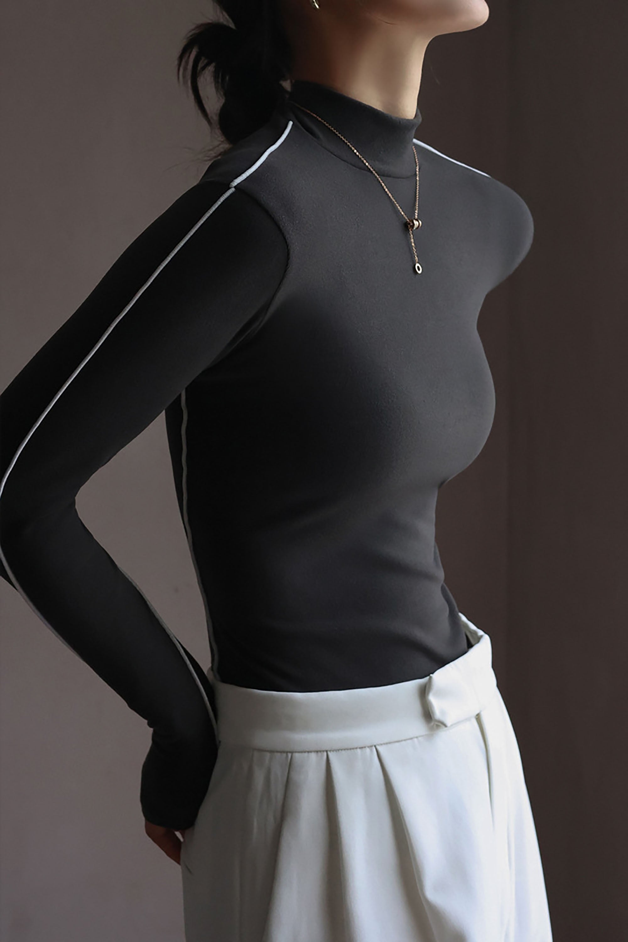 Warme halbhohe Rollkragenpullover mit langen Ärmeln