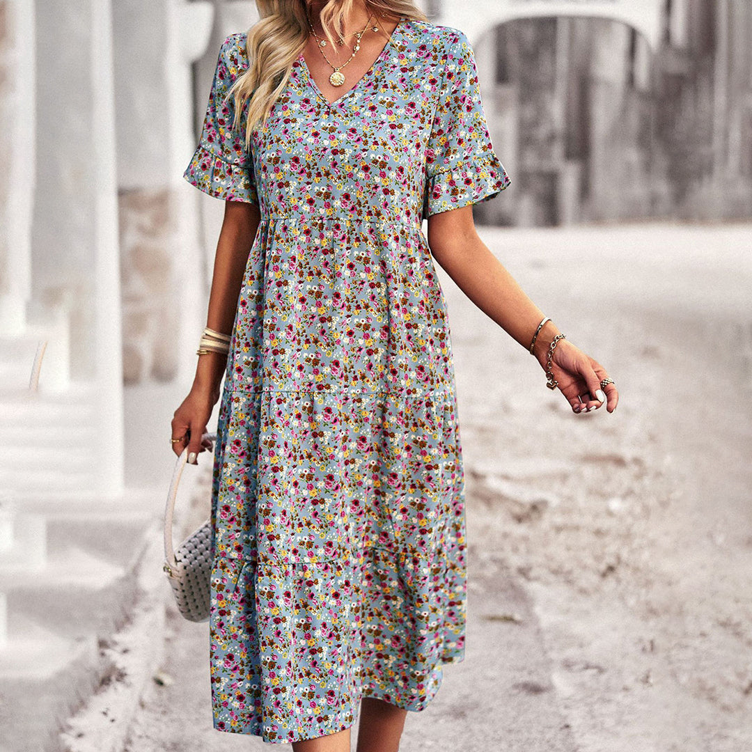 Charmantes Blumen Midi-Kleid - Stil & Komfort Vereint!