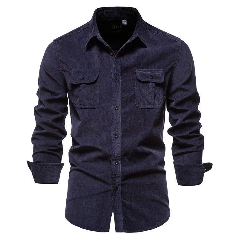 Luxuriöses Herren Samt Slim-Fit Hemd