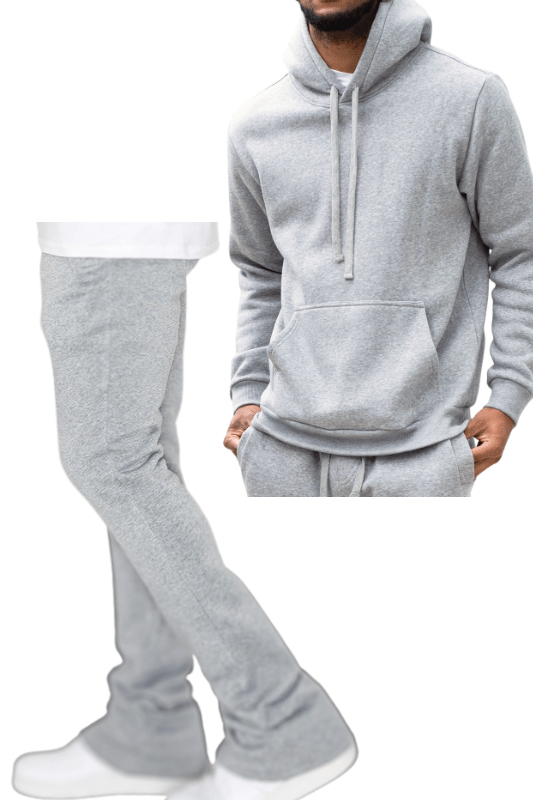 Stilvolles Herren-Fleece-Set: Trendige Gestapelte Hose & Hoodie
