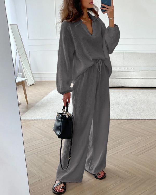 Schicker lässiger Set: Lockeres Oberteil & Bootcut-Hose