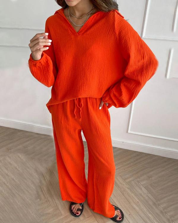 Schicker lässiger Set: Lockeres Oberteil & Bootcut-Hose