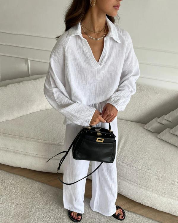 Schicker lässiger Set: Lockeres Oberteil & Bootcut-Hose