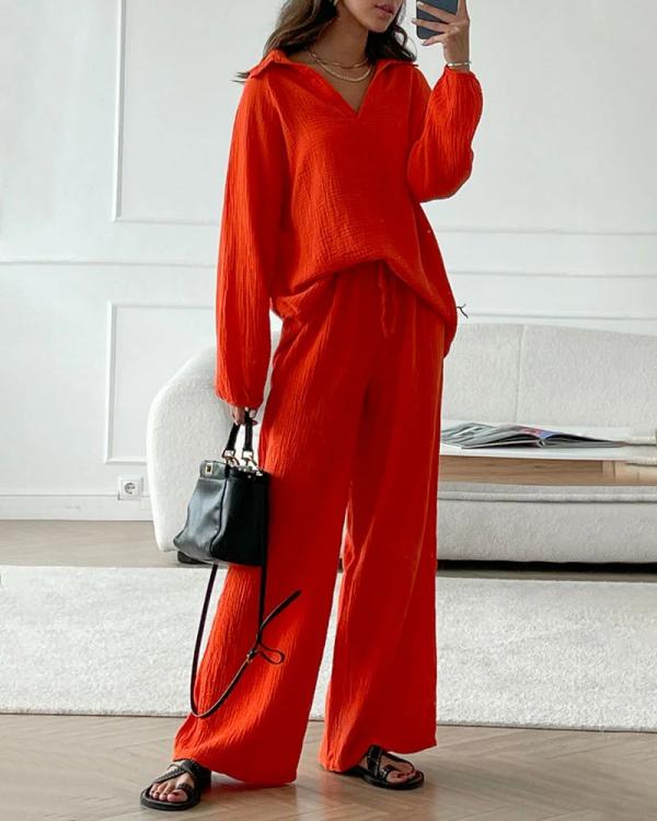 Schicker lässiger Set: Lockeres Oberteil & Bootcut-Hose
