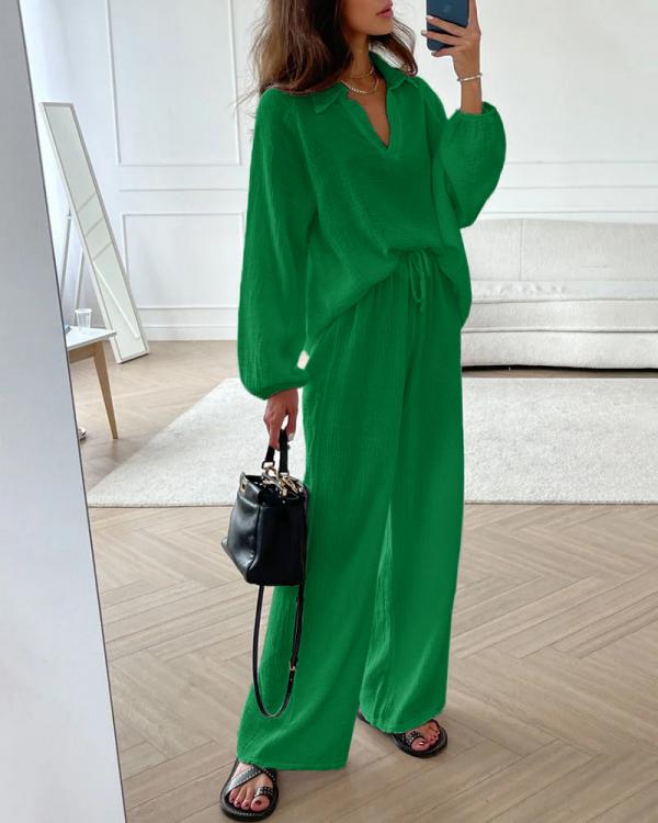 Schicker lässiger Set: Lockeres Oberteil & Bootcut-Hose