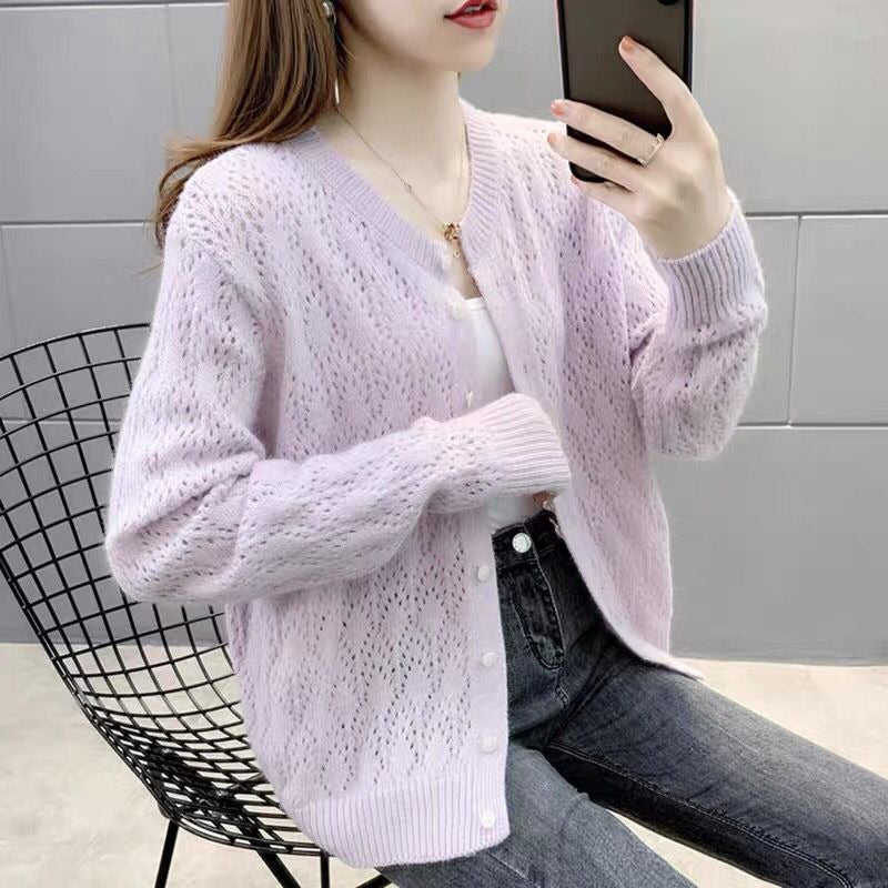 Frische Frühlings-Strickjacke aus reiner Wolle