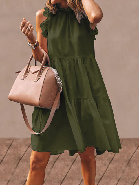 Charmantes ärmelloses Kleid mit Rüschen und lockerer Passform